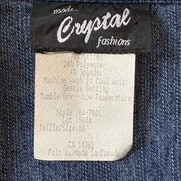 Crystal Fashions Women's Blue Denim Vest Size 14 Jean Embroidered Vtg Y2K Retro - Picture 6 of 14
